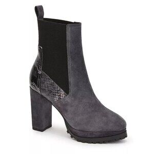 $400 ALLSAINTS SAHARA BOOTIE CHELSEA LUGG HEEL PLATFORM SNAKE GREY 39 (MG8)
